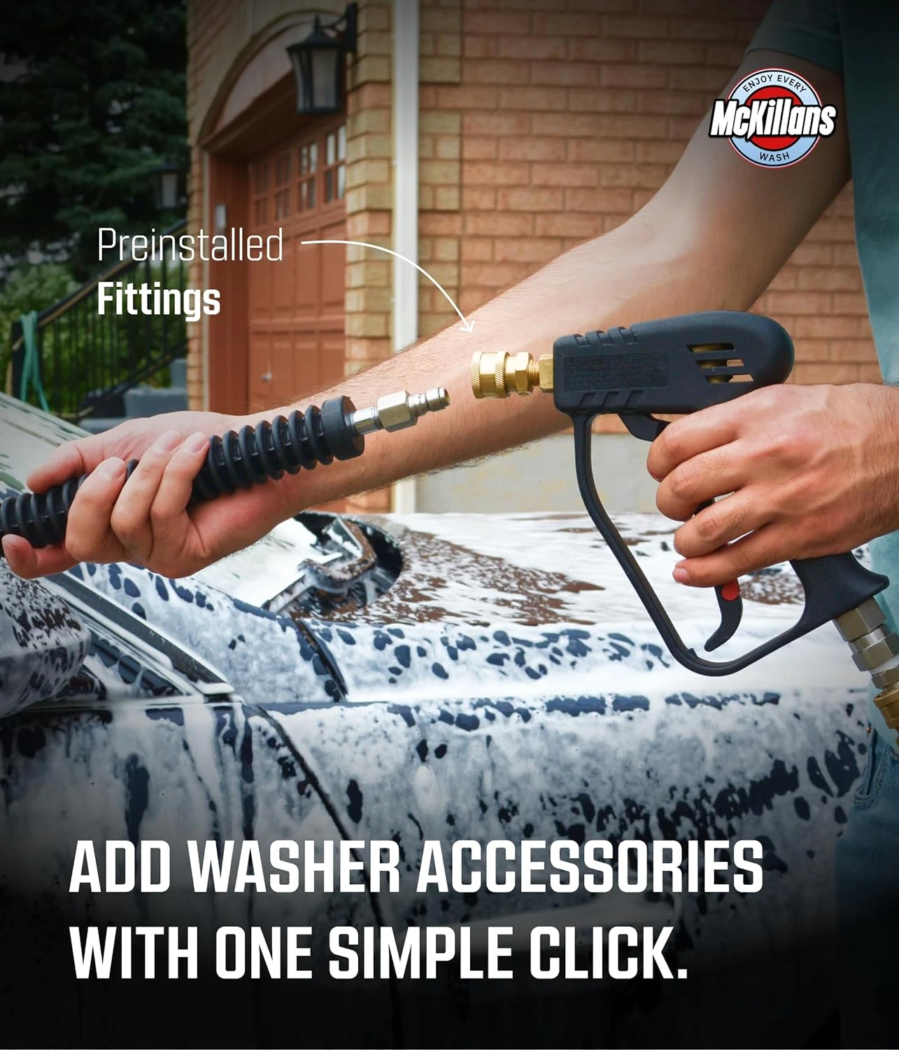 McKillans Short Pressure Washer Gun with Swivel - High Pressure Water Handle wit