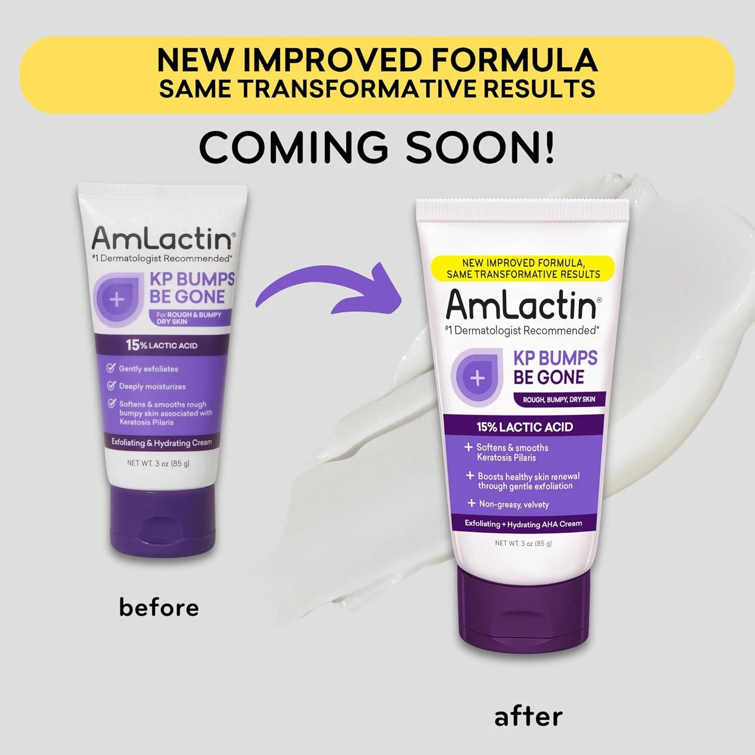 AmLactin KP Bumps Be Gone - 3 oz Keratosis Pilaris Moisturizing Cream with 15% L