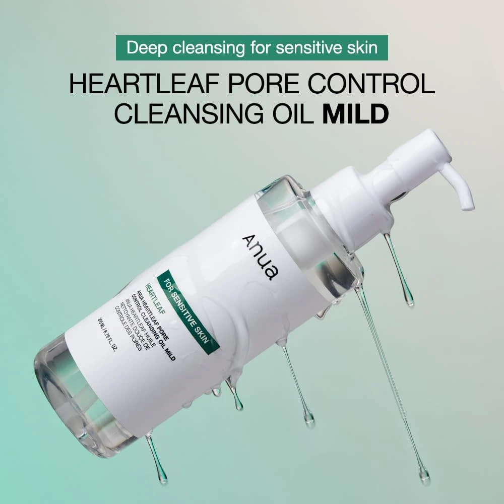 ANUA Heartleaf Pore Cleansing Oil MILD, Sensitive Skin Face Wash, Oil Cleanser f