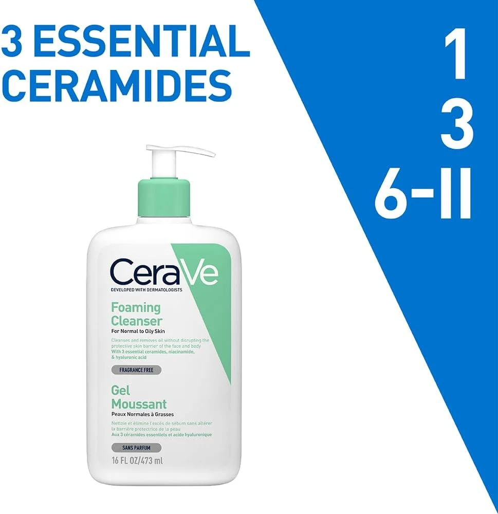 CeraVe Foaming Cleanser | Face and Body Wash for Normal to Oily Skin with Hyalur