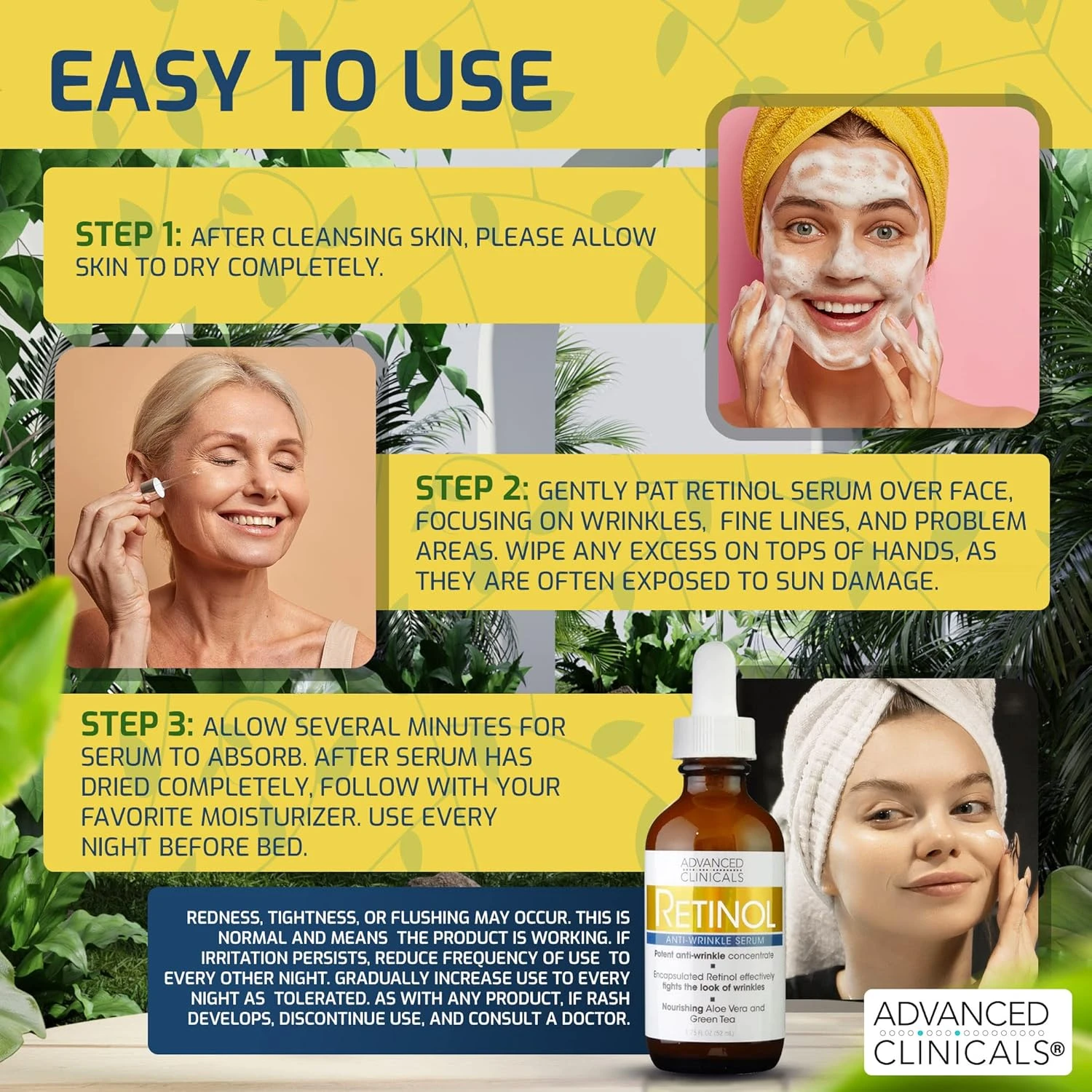 Advanced Clinicals Professional Strength Retinol Serum Anti Aging Wrinkle Reduci