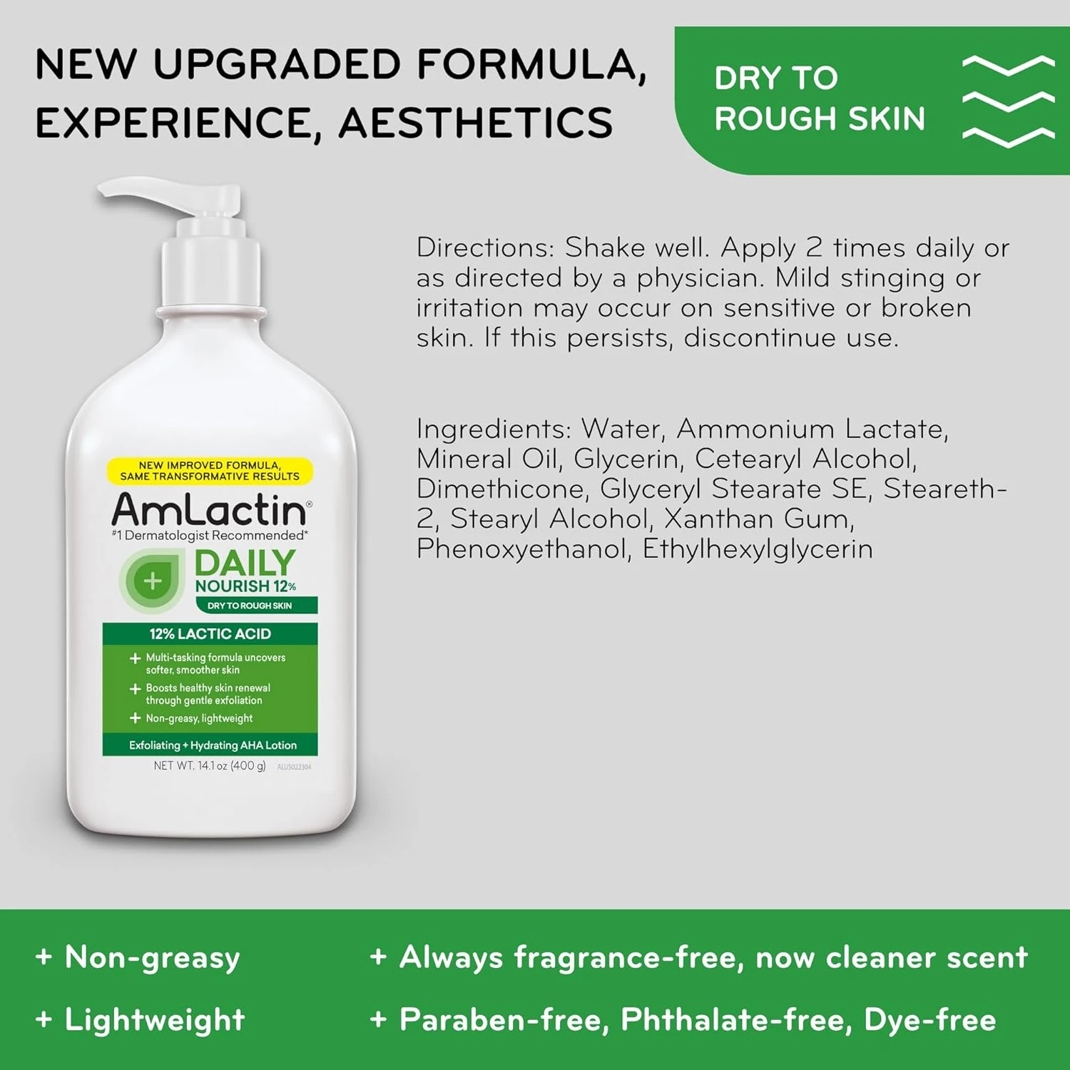 AmLactin Daily Nourish 12% - 14.1 oz Body Lotion with 12% Lactic Acid - Exfoliat