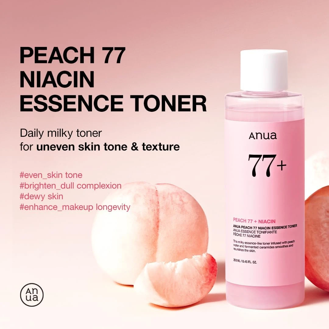 Anua Peach 77 Niacin Essence Toner 250ml / Brightening Toner for Face, Niacinami