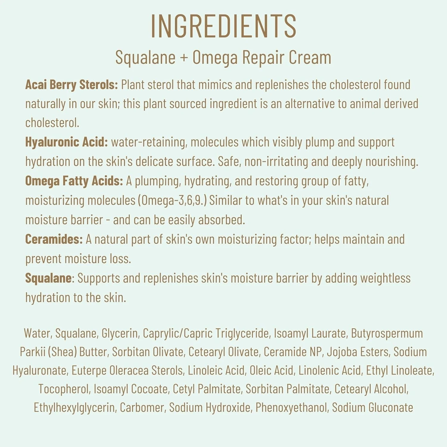 Biossance Squalane + Omega Repair Cream 1.69 Ounces Full Size Face Cream