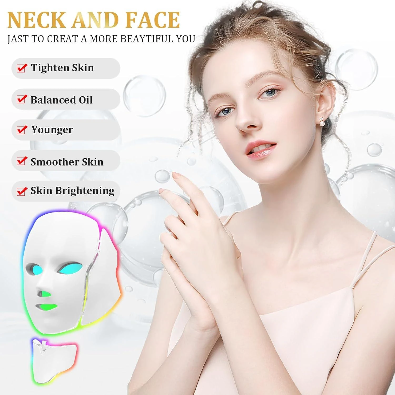 Red Light Therapy for Face, Led Face Mask Light Therapy, 7-1 Colors LED Facial S