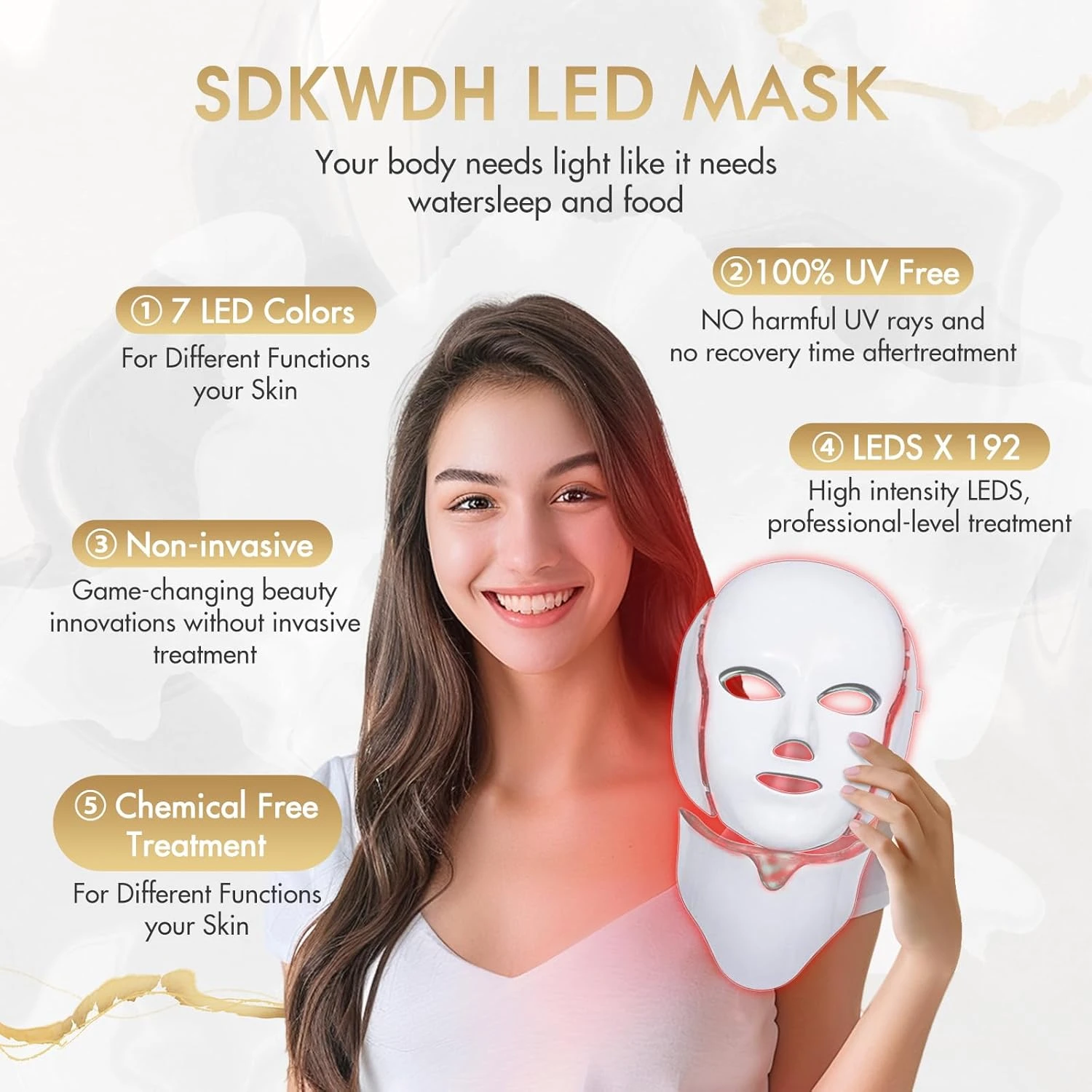 Red Light Therapy for Face, Led Face Mask Light Therapy, 7-1 Colors LED Facial S