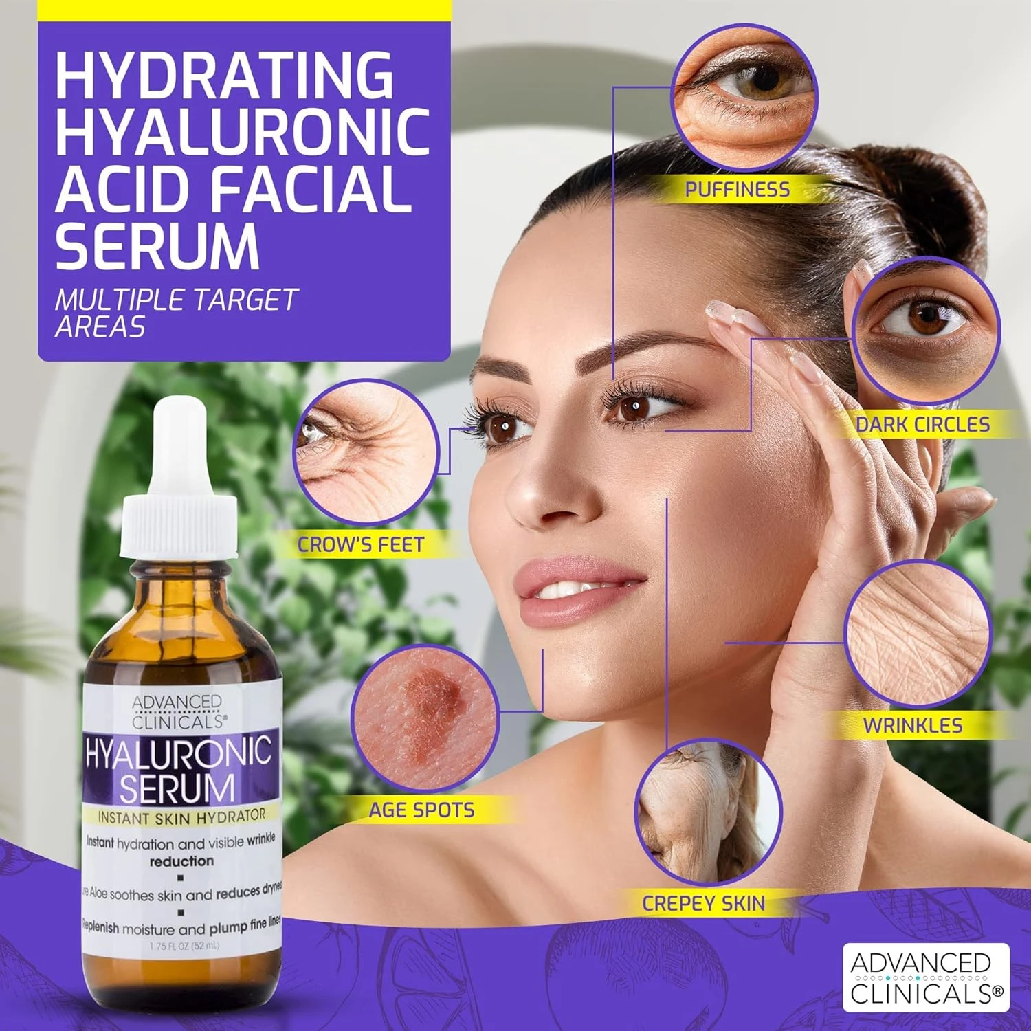 Advanced Clinicals Hyaluronic Acid Face Serum Anti Aging Face Serum Instant Skin