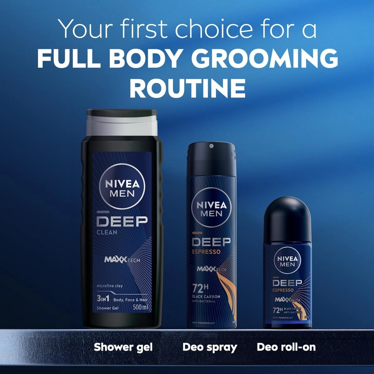 NIVEA MEN Deep Black Carbon Antiperspirant Roll-On Espresso Scent 50ml     Ask C