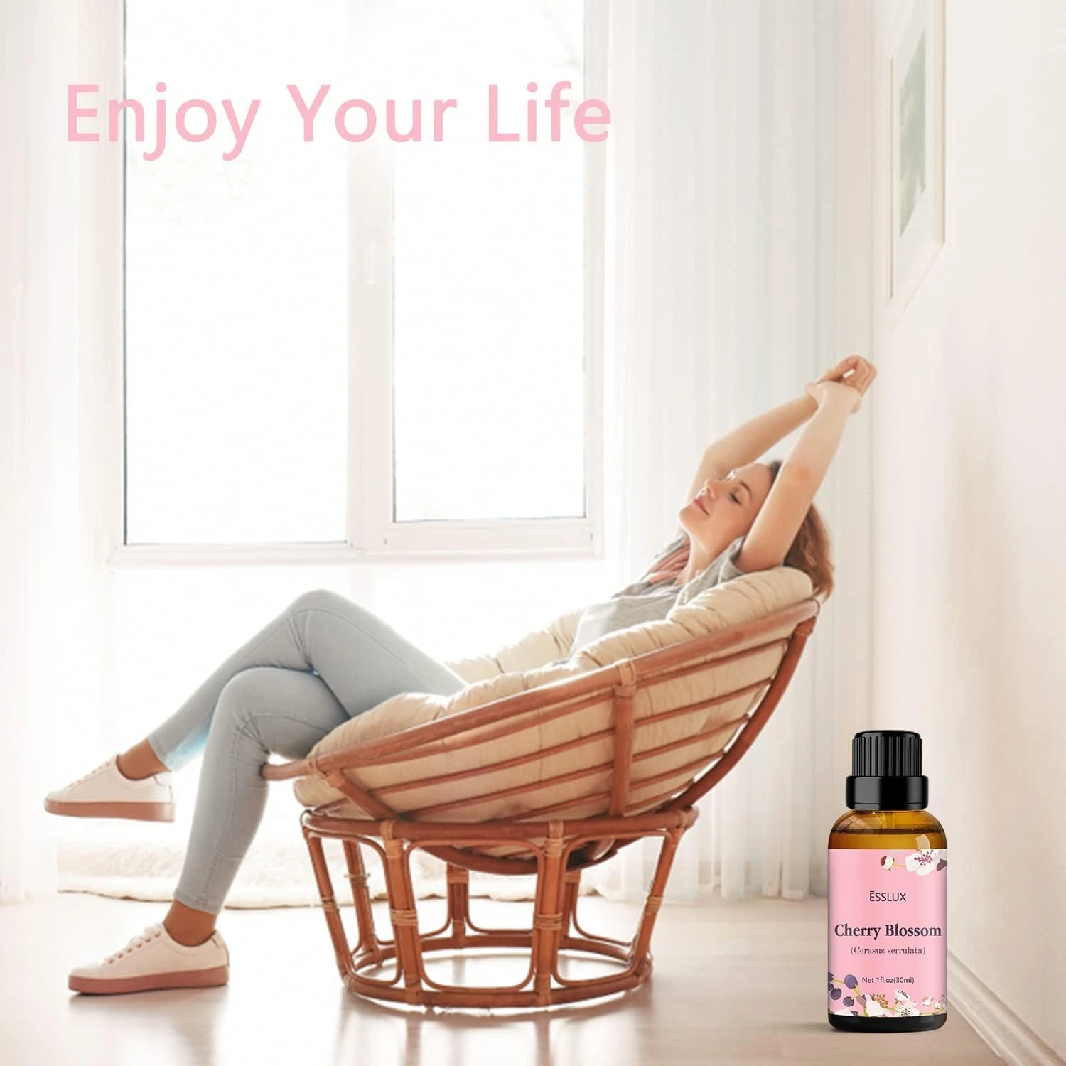 ESSLUX Cherry Blossom Essential Oil, ESSLUX Aromatherapy Oils for Diffuser, Mass