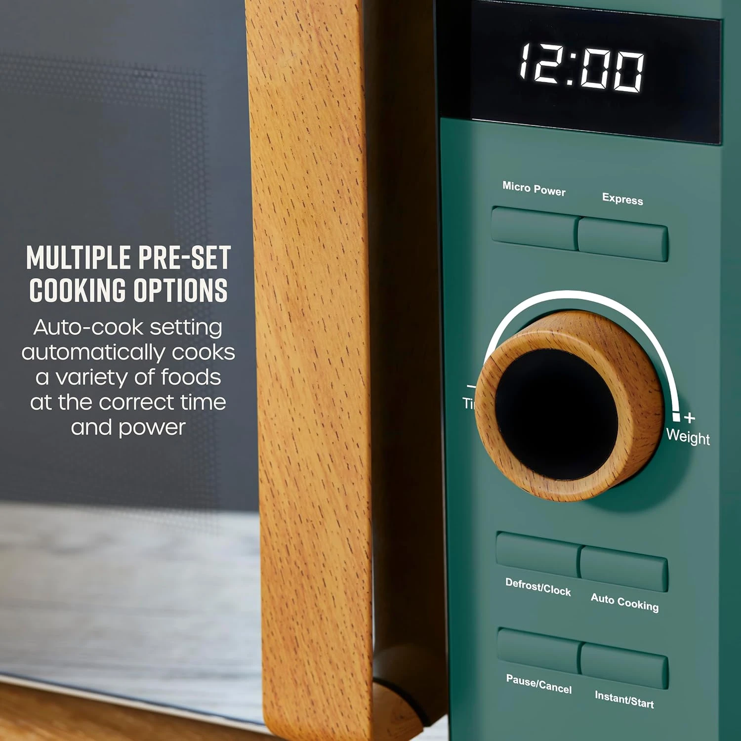 Swan SM22036LGREN Nordic LED Digital Microwave with Glass Turntable, 6 Power Lev