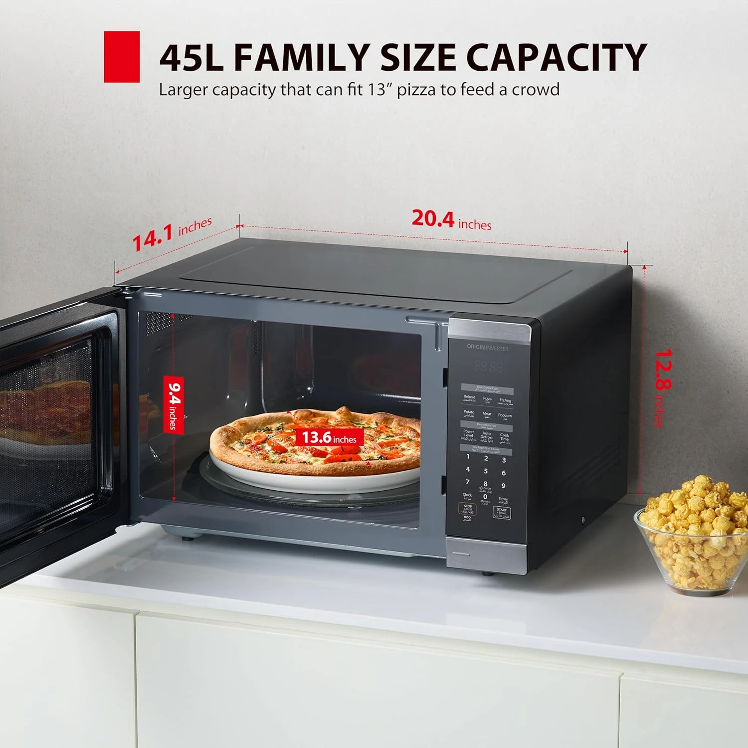 TOSHIBA 45L Microwave Oven 1000W,10 Power Levels Output, 55.5dB* Quiet Operation