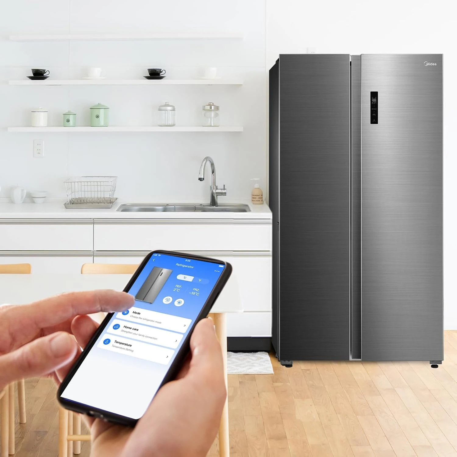 Midea 710L Gross & 510L Net Side By Side 2 Door Refrigerator, Frost Free Fridge 