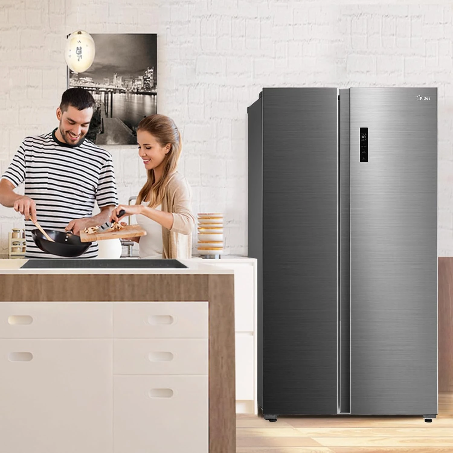 Midea 710L Gross & 510L Net Side By Side 2 Door Refrigerator, Frost Free Fridge 