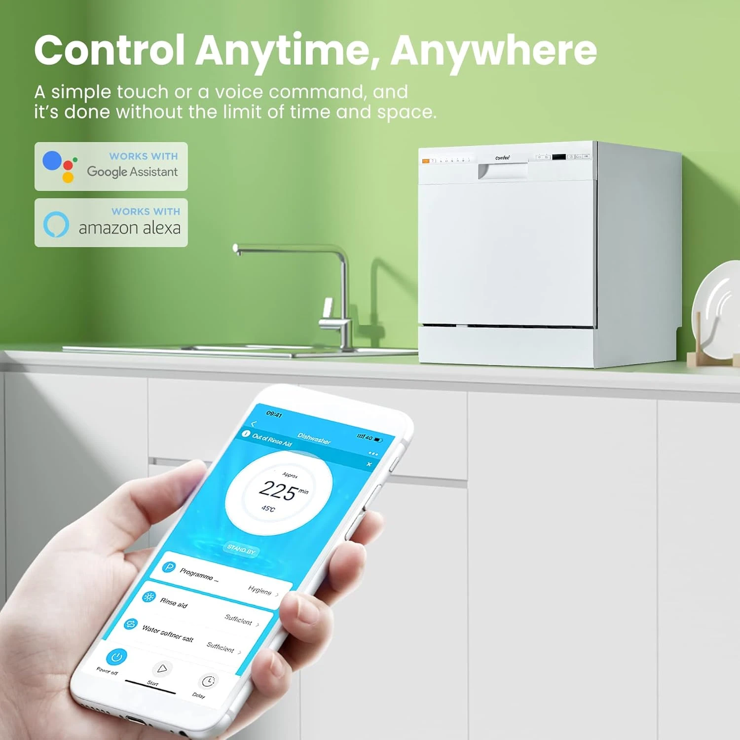 COMFEE' Dishwasher 8 Place Settings with 7 Programs, Super Quiet and Quick, LED 