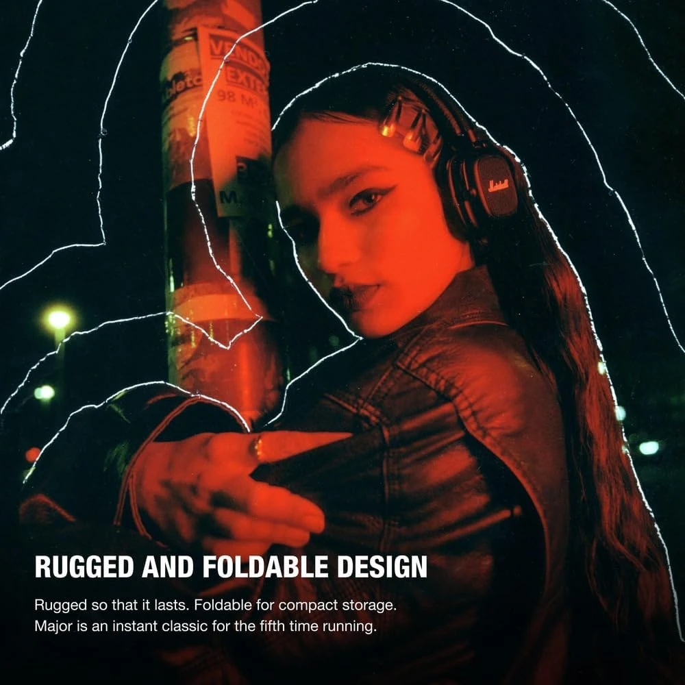 Marshall Major V Bluetooth Headphones - Foldable Bluetooth Wireless Headphones B