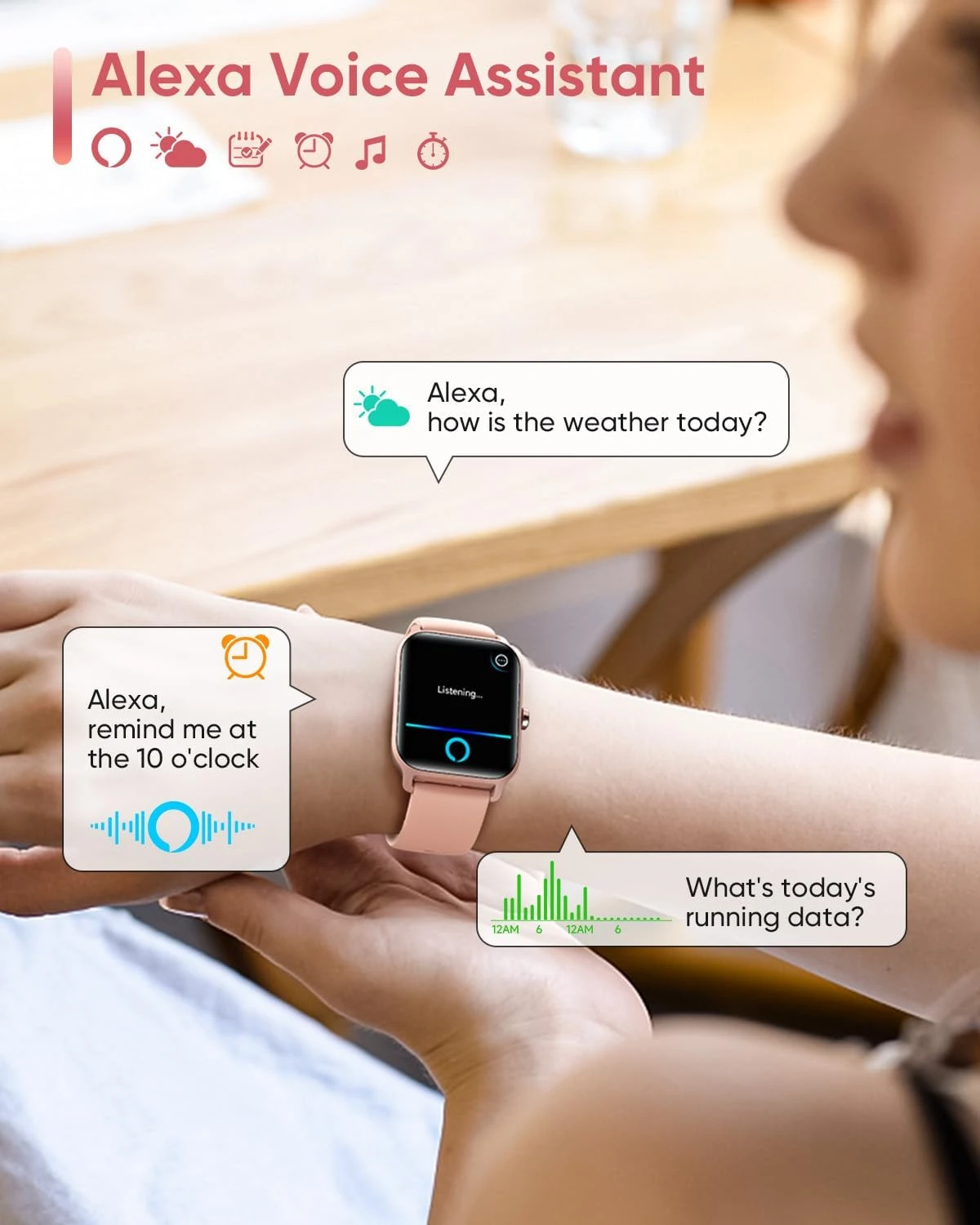 Fitpolo Smart Watch for Women Android & iPhone, Alexa Built-in [1.8" HD Screen] 