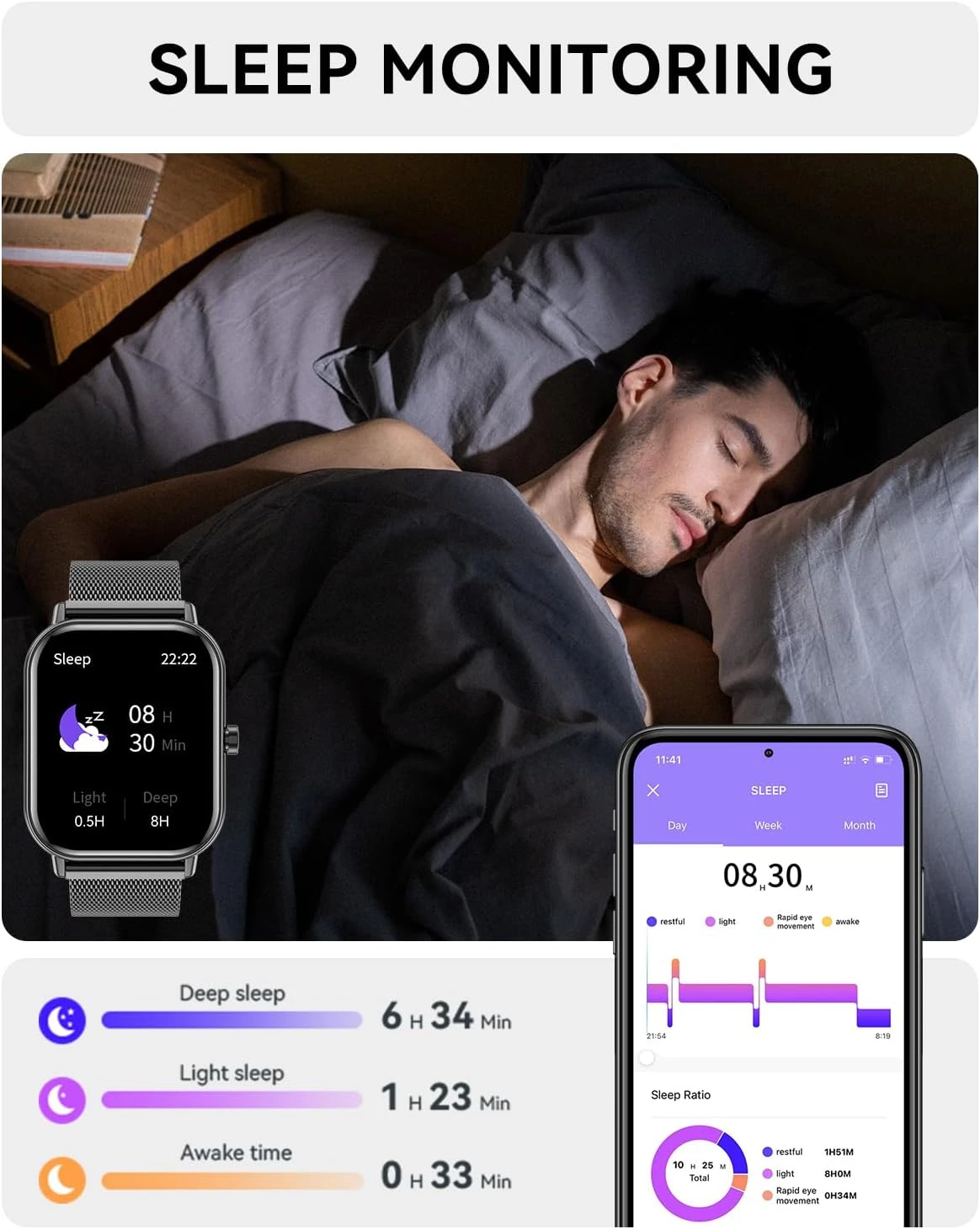 Smart Watch for Women Men, Fitness Tracker Watch for Android Phones iPhone Compa