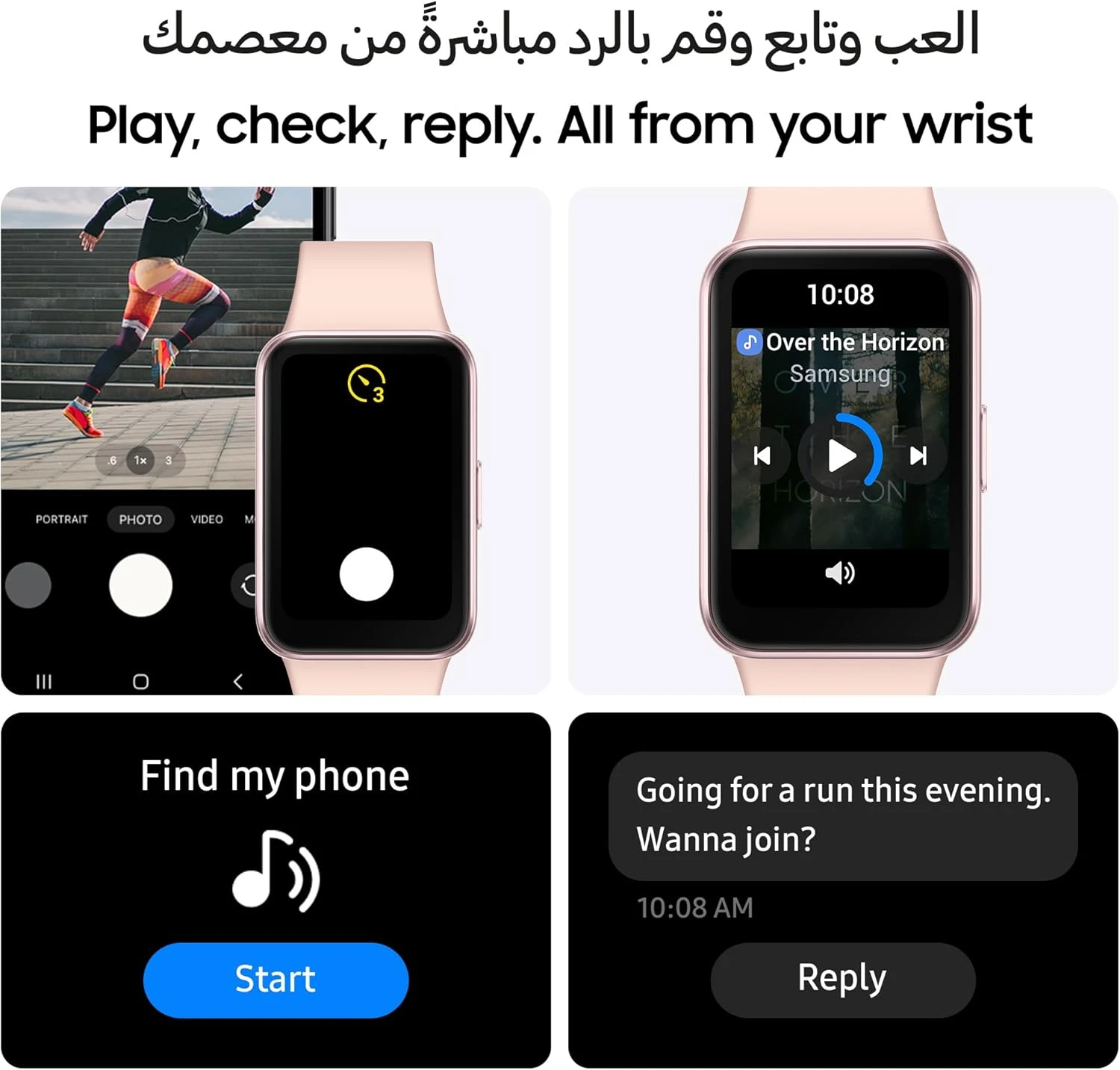 Samsung Galaxy Fit3 Smartwatch, Exercise and Sleep Tracking, Fall Detection, Blu