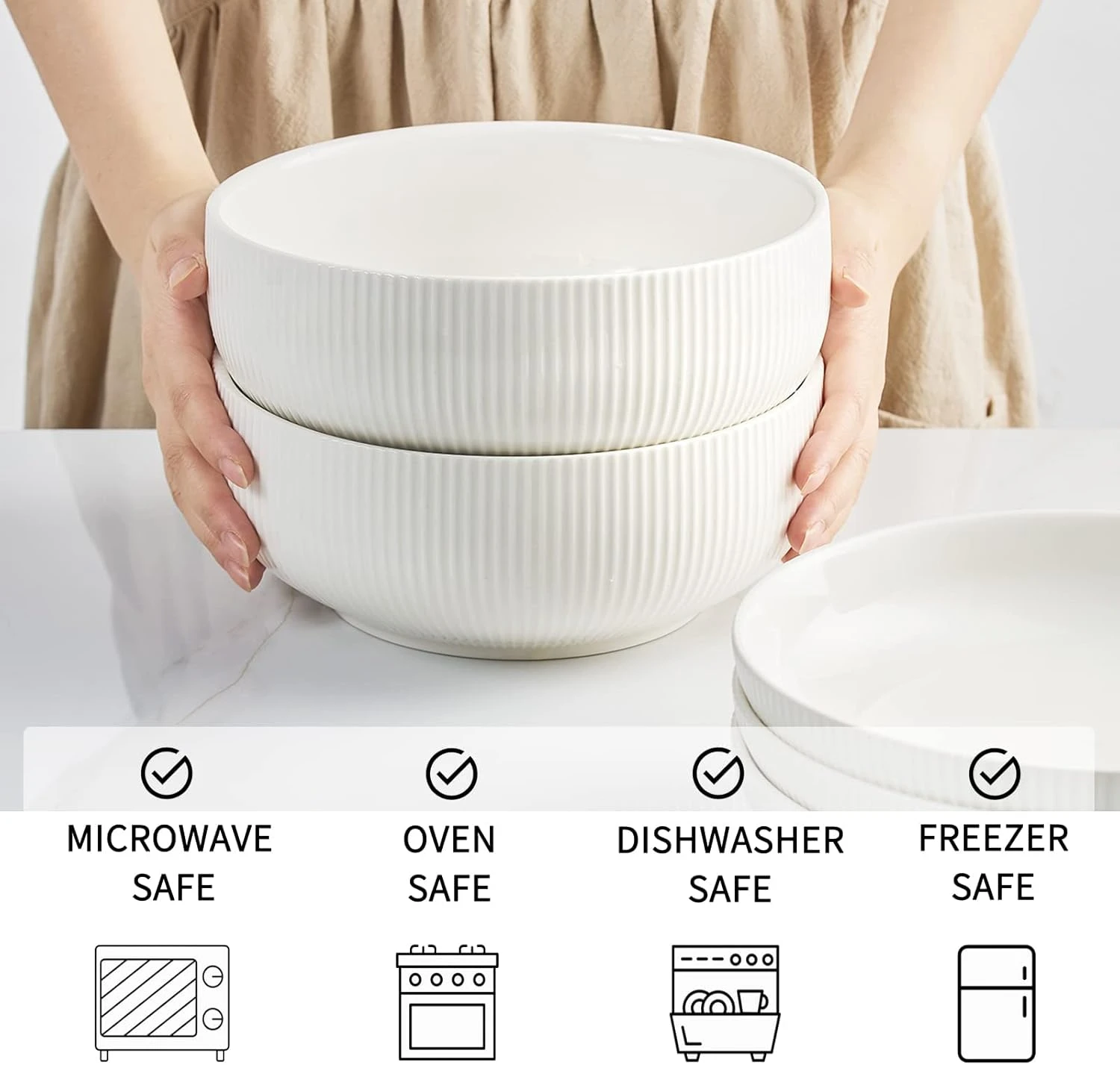 getstar 8-Inch Ceramic Salad Bowl – 60 oz Large Serving Bowl for Fruit, Soup, Pa