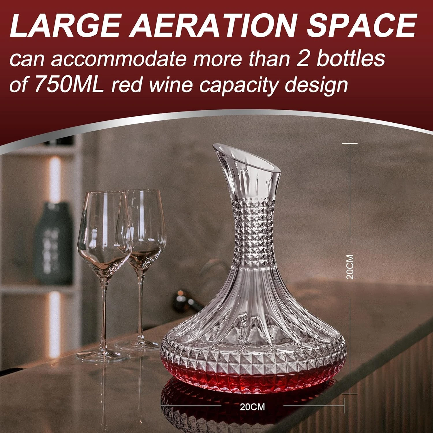 Paysky Thick Wine Decanter with Gift Box, Crystal Glass Engraved Decanter, Elega