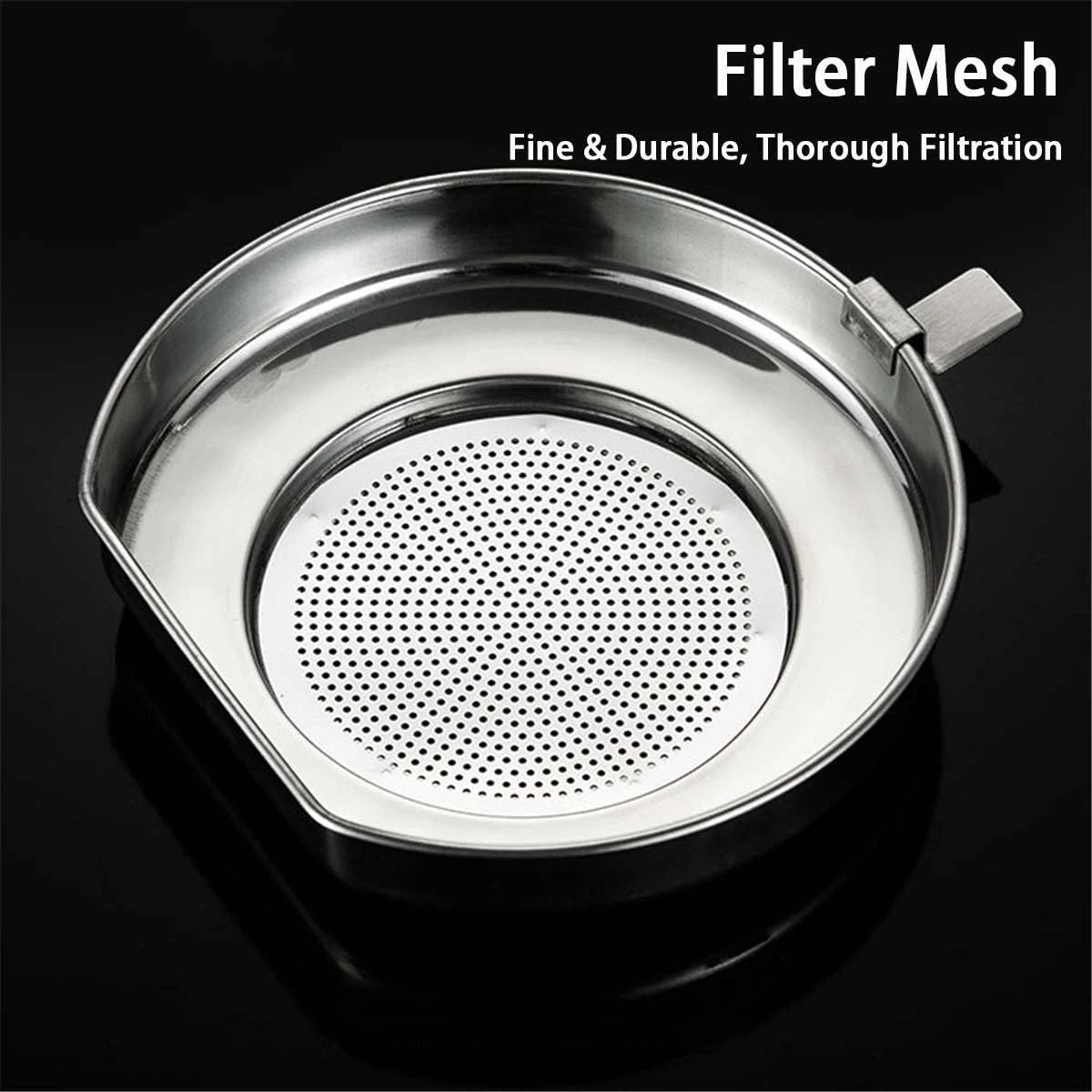 U-HOOME Stainless Steel Oil Filter Pot Oil Strainer, 1.8L Oil Storage Container