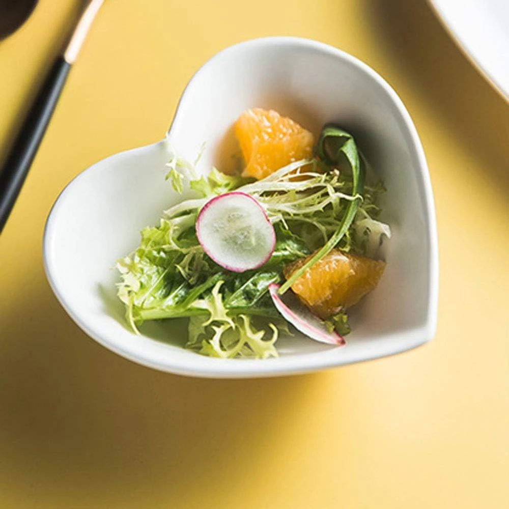 Super Sharpe Heart Ceramic Sauce Dish, Mini Side Dish Seasoning, Condiment Dishe