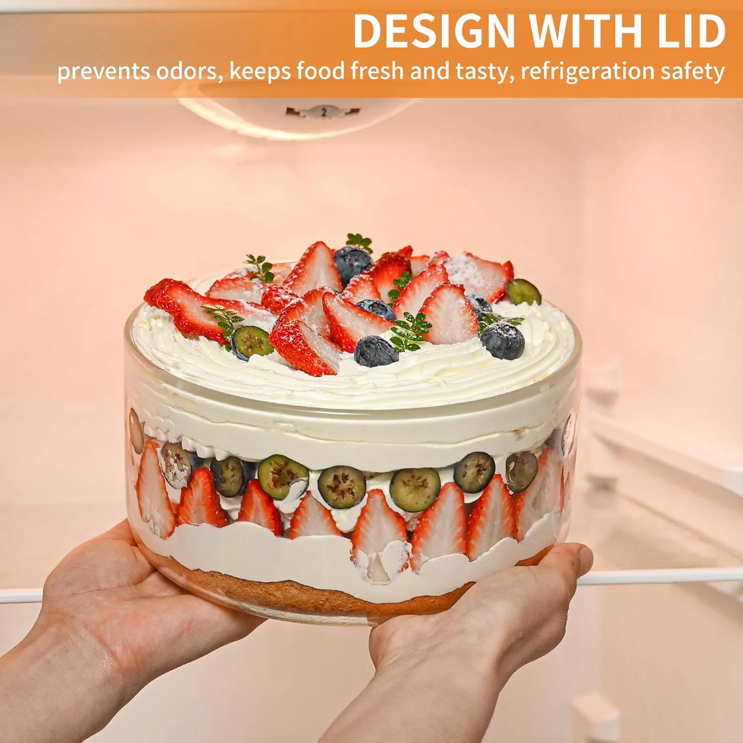 YUBAMIN Glass Salad Bowl with Lid, Glass Mixing Bowl with Lid for Salads, Servin