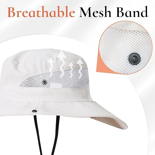 NPJY Sun Hat Womens Men 3” Wide Brim UPF 50+ Fishing Beach Bucket Hats