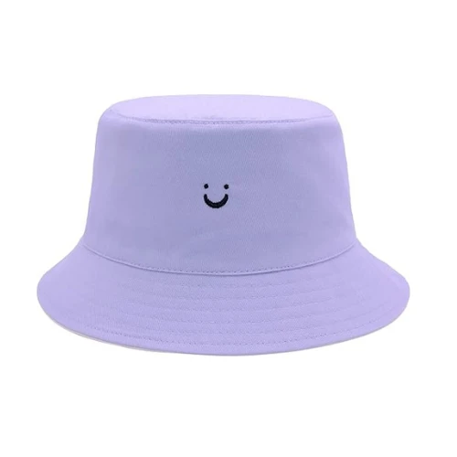 HSYZZY Bucket Hat Unisex 100% Cotton Smile Face Embroidery Reversible Hat Travel