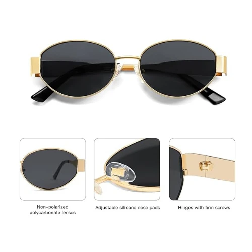 SOJOS Retro Oval Sunglasses for Women Men Trendy Sun Glasses Classic Shades UV40