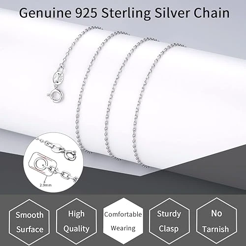 Jewlpire 925 Sterling Silver Chain Necklace Chain for Women Girls 1.1mm Cable Ch