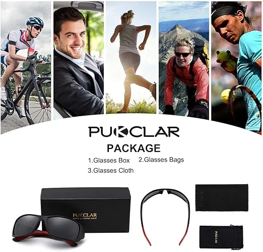PUKCLAR Polarized Sports Sunglasses for Men Women Driving Sunglasses Cycling Run