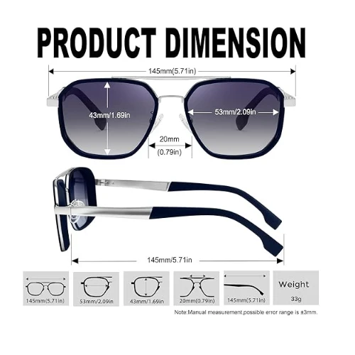 KANASTAL Metal Frame Sunglasses for Men, Polarized Sun Glasses Military Goggles 