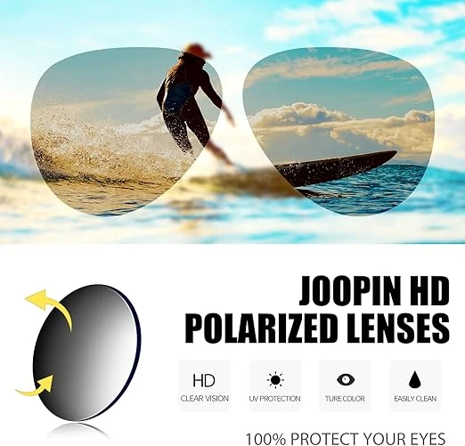 Joopin Polarized Sunglasses for Men Women, Classic Metal Shades With Spring Hing