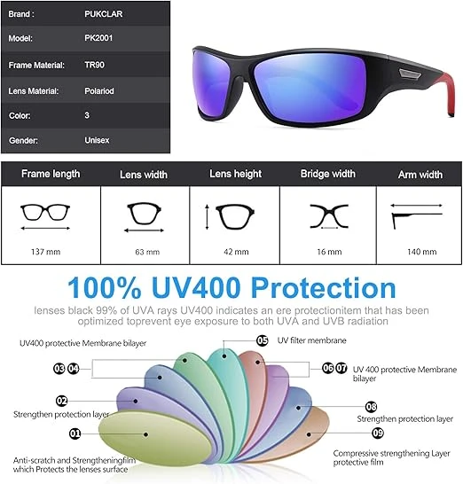 PUKCLAR Sunglasses for Men Women Polarized Sports Running Cycling Fishing Drivin