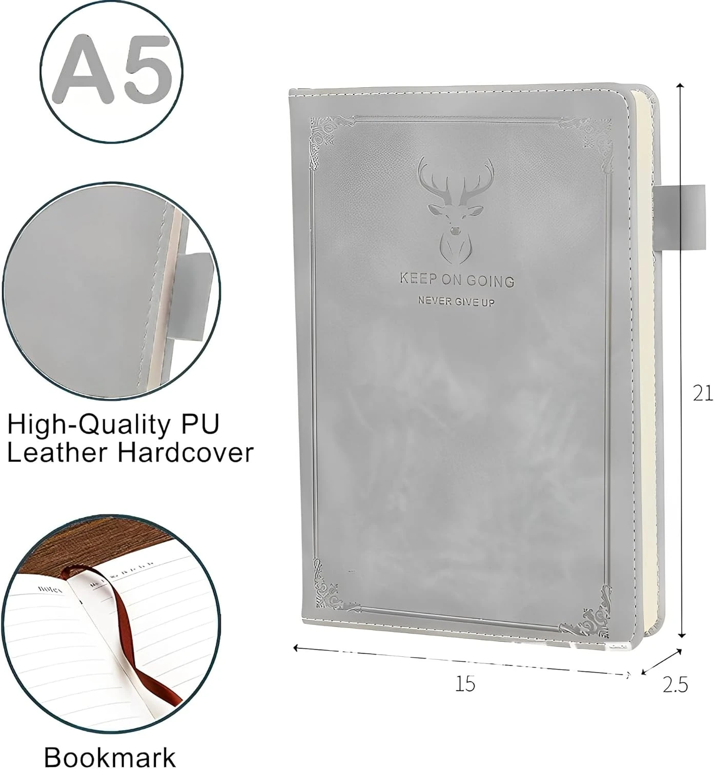 A5 Ruled Notebook Journal 360 Page with Pen Loop, Hardcover Writing Notebooks, P