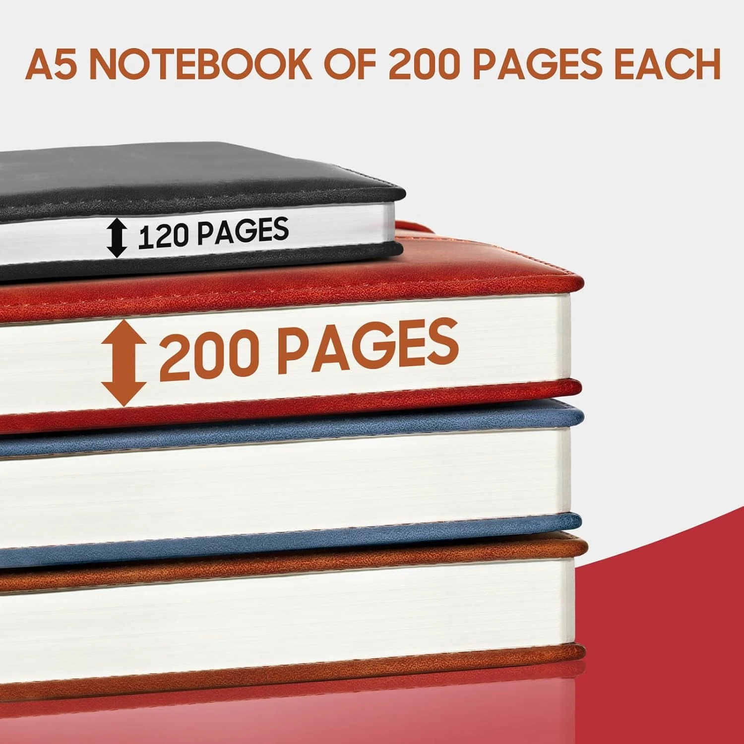 Lined Journal Notebook, A5 Leather Hardcover Thick College Ruled Thick Classic w