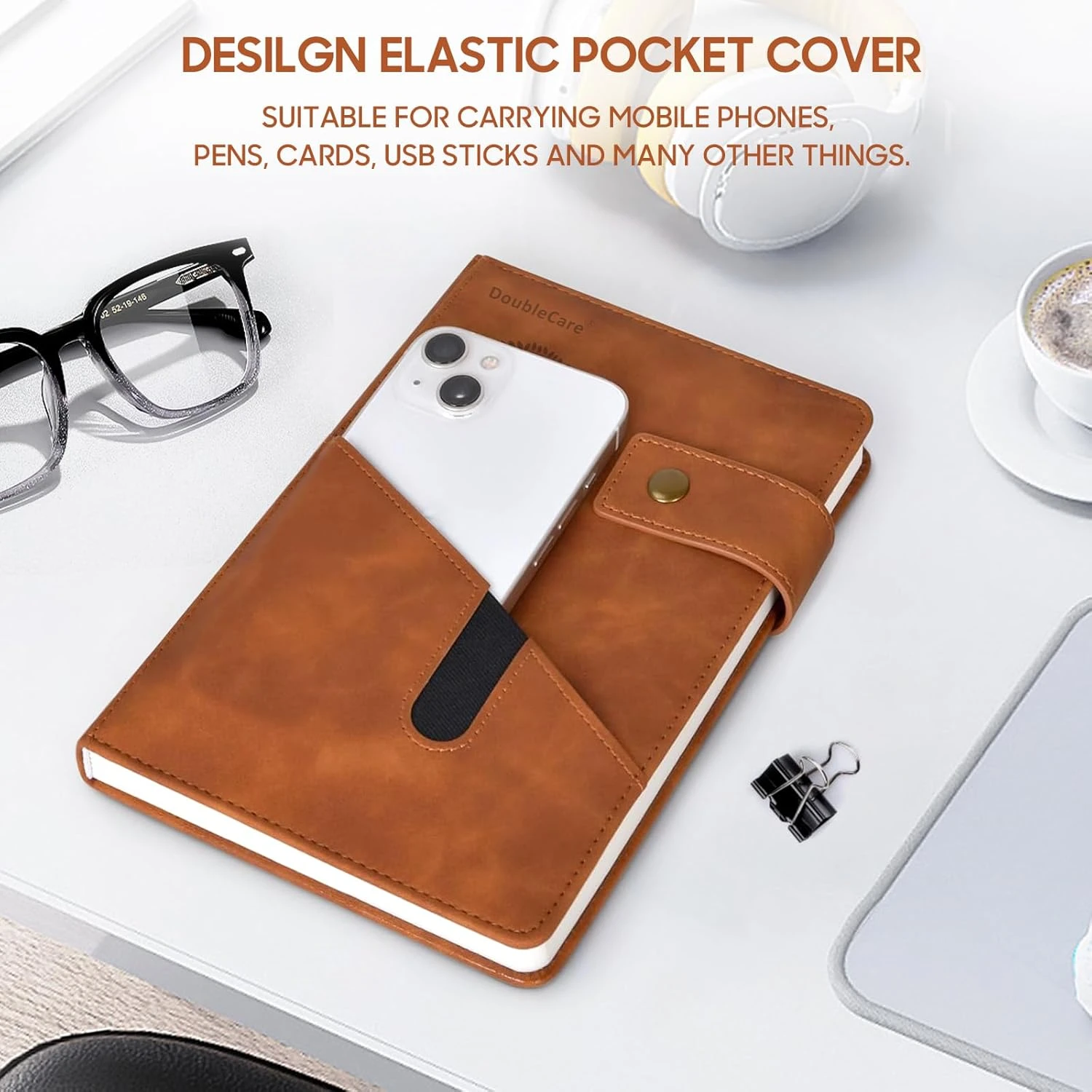 Lined Journal Notebook, A5 Leather Hardcover Thick College Ruled Thick Classic w