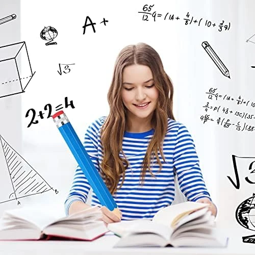 Gersoniel 4 Pcs Wooden Jumbo Pencils 14 Inch Big Novelty Pencil with Cap and Era