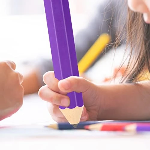 Gersoniel 4 Pcs Wooden Jumbo Pencils 14 Inch Big Novelty Pencil with Cap and Era