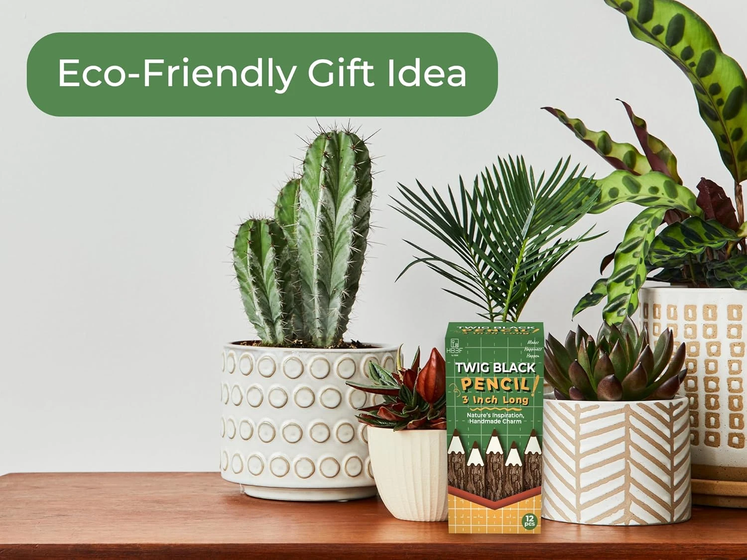 BSIRI Black 3 Inch Wood of 12 in Pack Tree Bark Pencil Favors in Wooden Rustic T