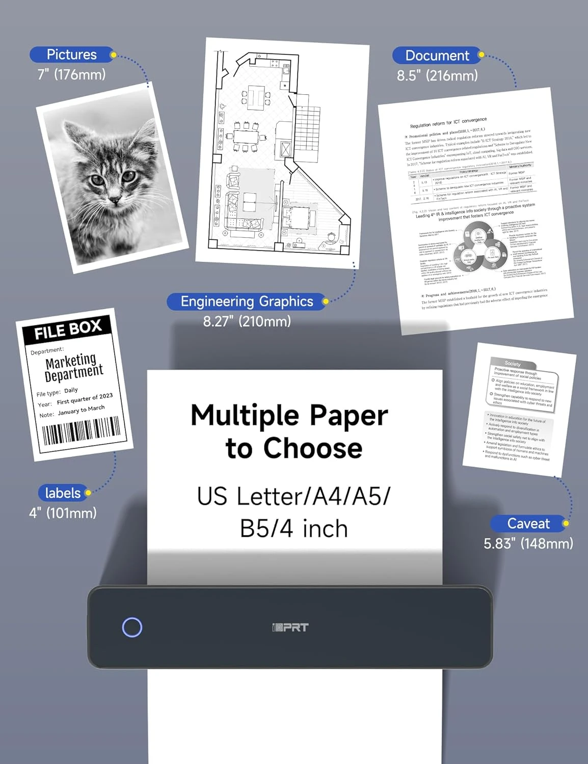 iDPRT MT610 Pro Portable Thermal Printer, 300DPI HD Mobile-Travel-Printers, Inkl