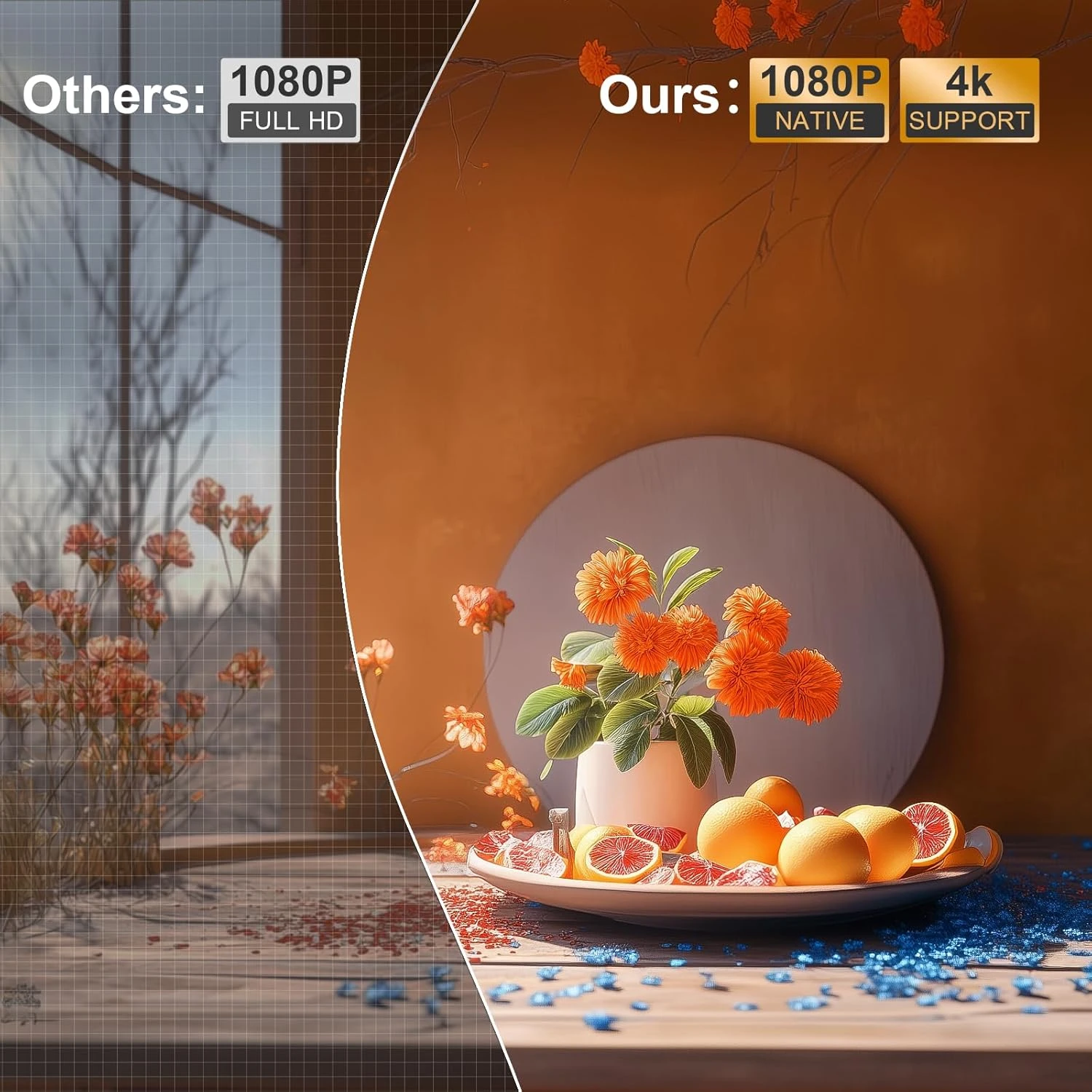 Auto Focus Android System 30000L Smart Mini Projector with WiFi and Bluetooth 4K