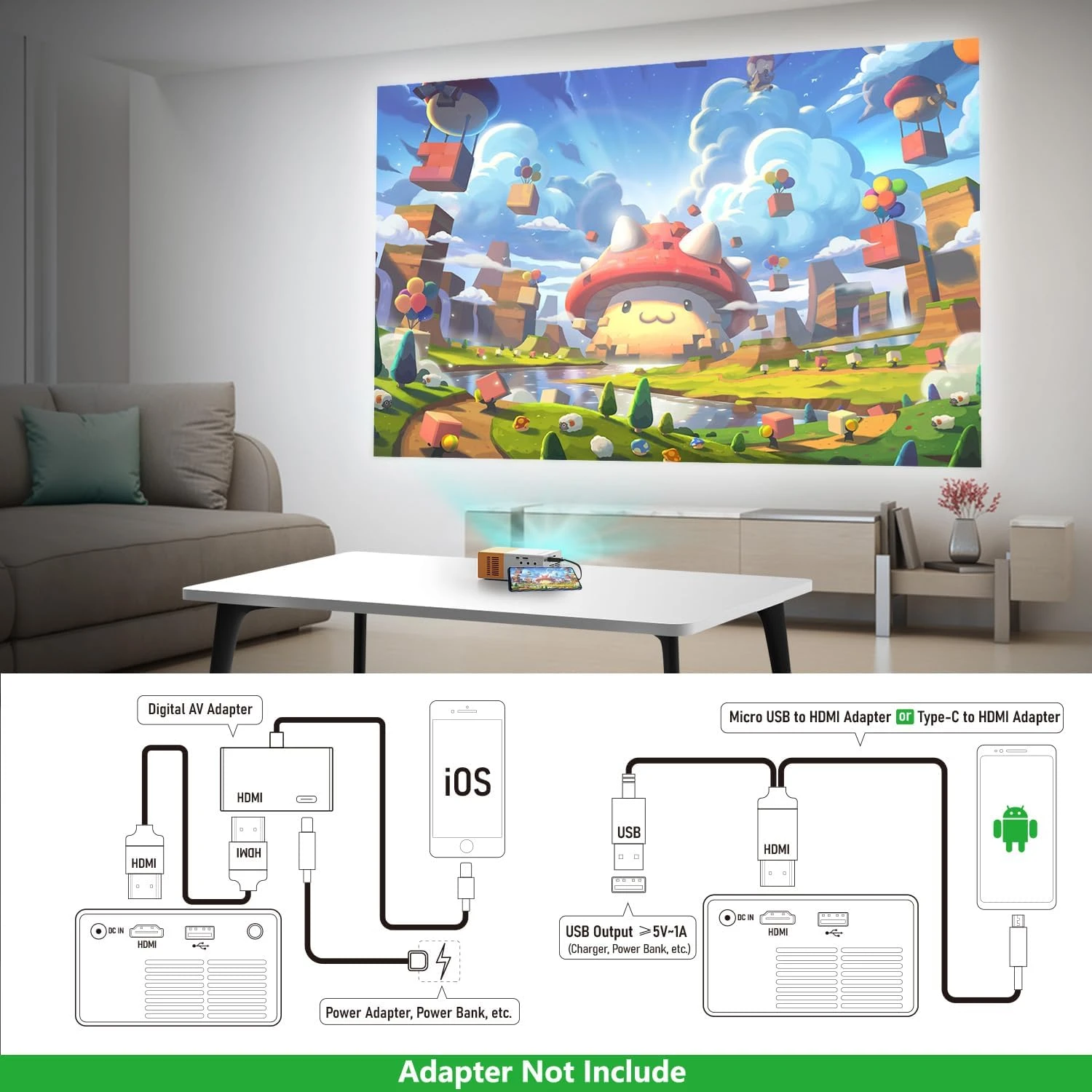 PVO Portable Mini Projector for Home Theater, Outdoor Movies, LED Pico Video Pro