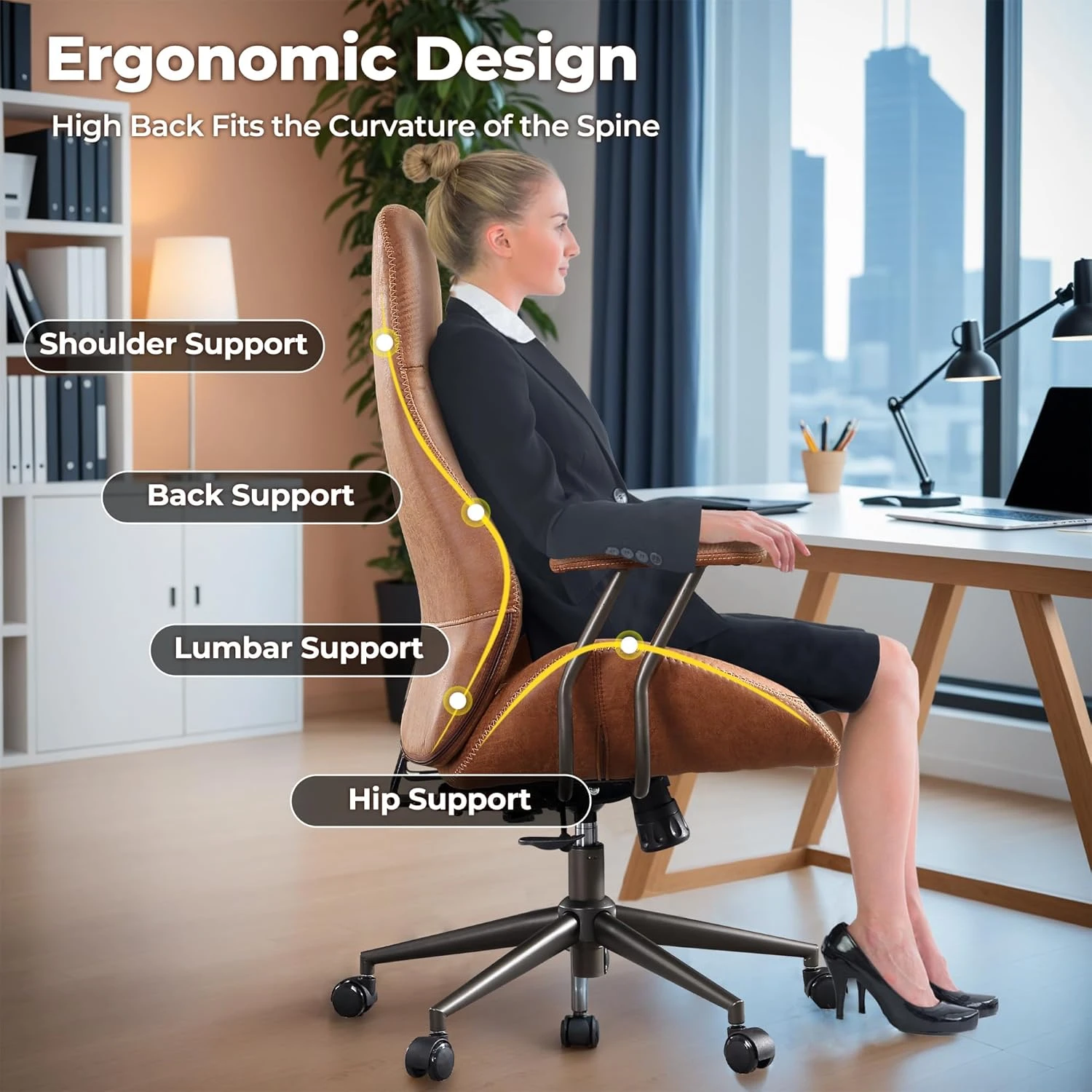 Ergonomic Office Chair Home Office Desk Chair Computer Chair with Lumbar Support
