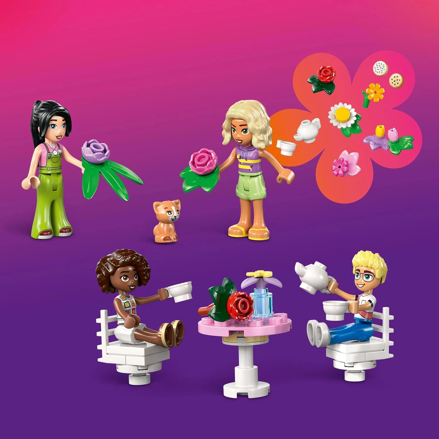 LEGO Friends Plant Café & Flower Shop Toy - Building Set with 4 Mini Dolls, a Ca