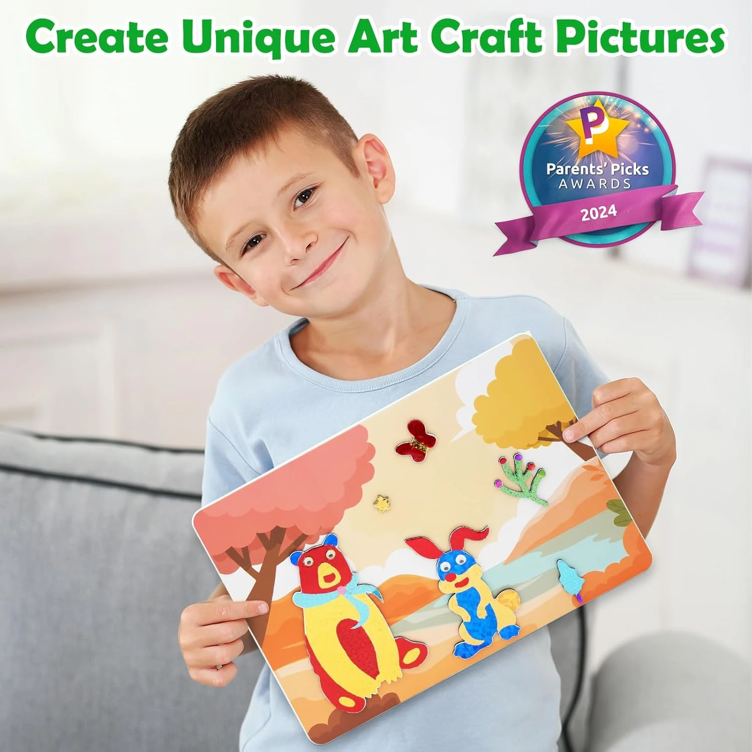 ZMLM Art Craft Activity for Kid: Foil Art Dinosaur & Animal Travel Toys, No Mess