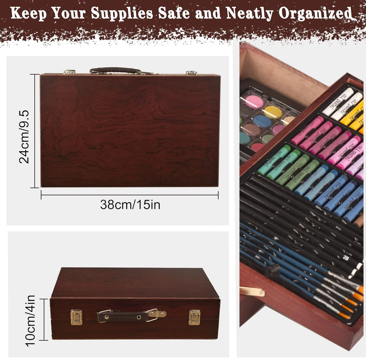 KINSPORY Art Supplies, 168-Pack Deluxe Wooden Art Set Crafts Drawing Painting Co