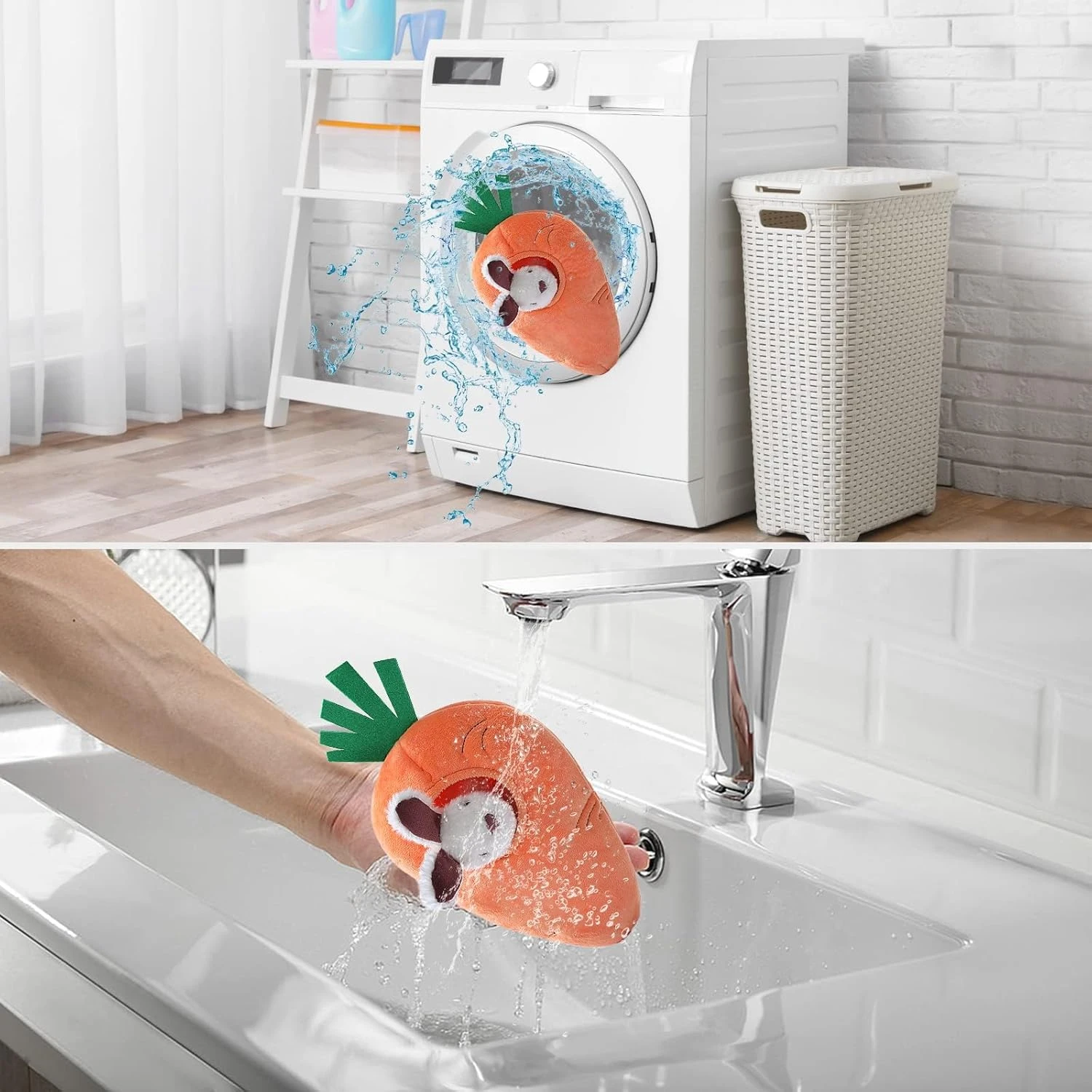 Basics Rabbit and Carrot Puppy/Dog Toys for Hide and Seek with Soft Plush, 5 Cou