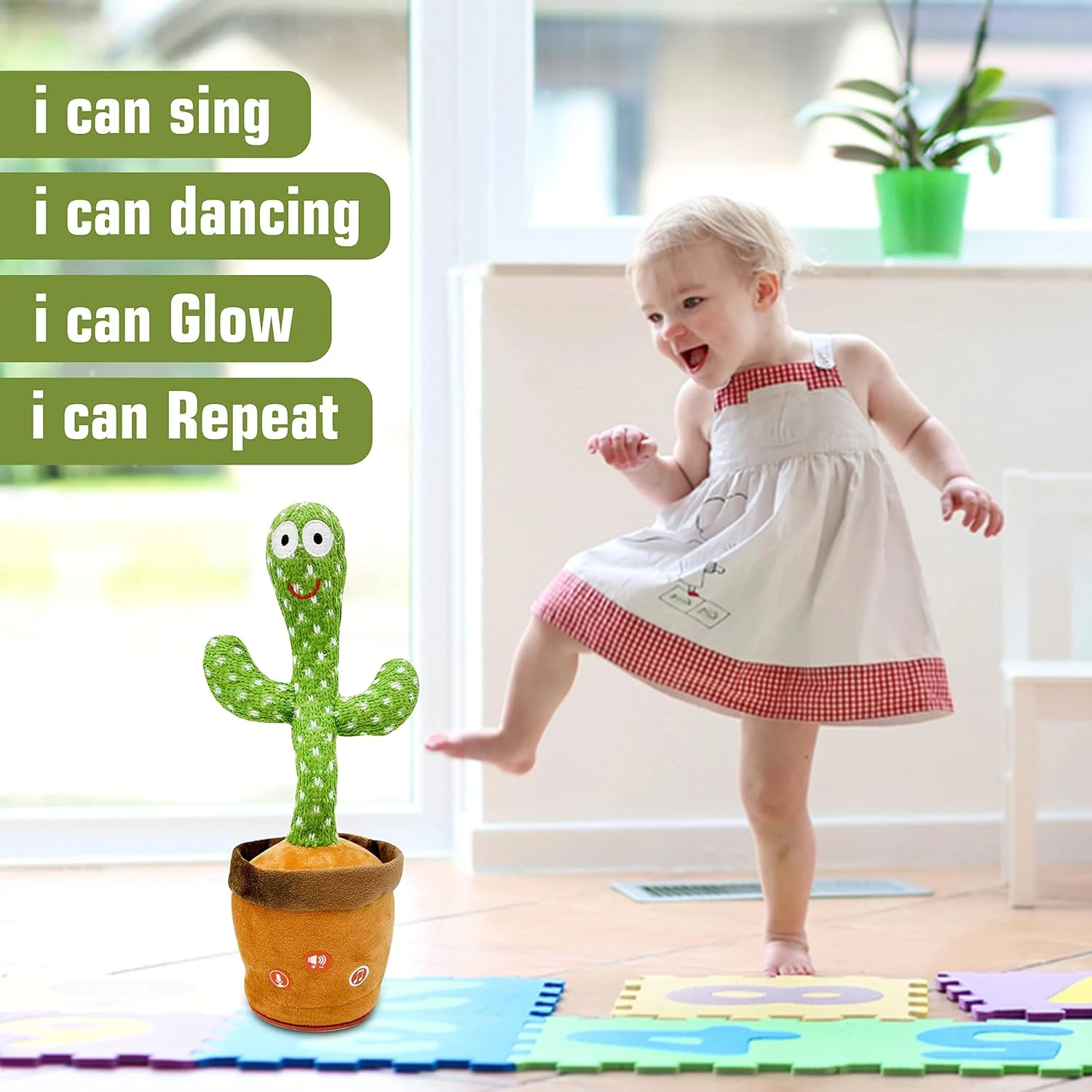 Ava's Toys Volume Control Dancing Cactus- Voice Recorder Baby Toys- Talking and 